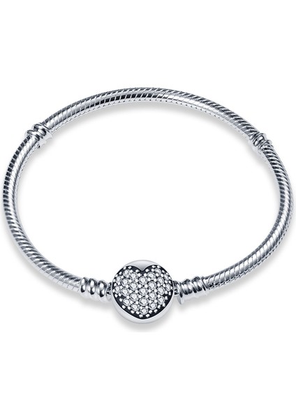 CMB061 -21 Sıcak Satış Klasik Serisi 100% 925 Gümüş Renk Kalp Bilezik Fit Orijinal Boncuk Charms Dıy Takı Kolye Boncuk Kadınlar Için Hediye (Yurt Dışından)