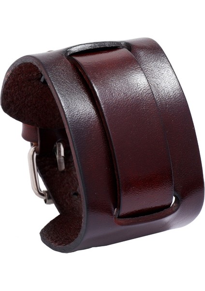 82352 Modyle Moda Geniş Hakiki Deri Bilezik Kahverengi Siyah Geniş Manşet Bileklik Bilezik Vintage Punk Bileklik Erkekler Takı (Yurt Dışından) fiyatları