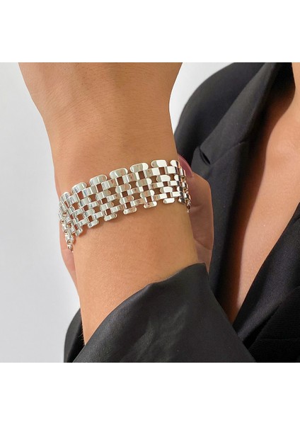 Gümüş 3 Ingemark Abartılı Küba Tıknaz Kalın Zincir Bilezik Kadınlar Için Yüksek Kalite Büyük Metal Bilezik El Takı Goth Steampunk Erkekler (Yurt Dışından) fırsatları