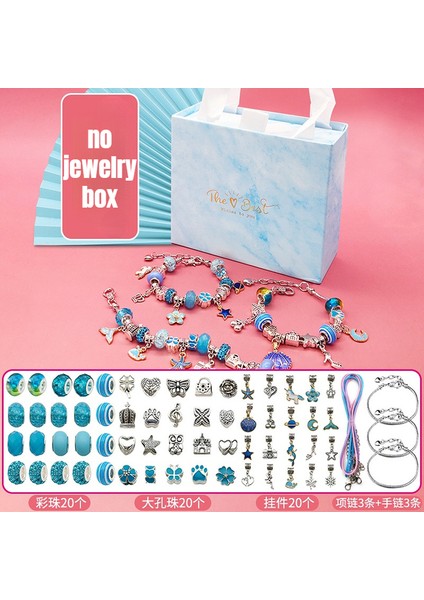 Mavi Hediye Kutusu Dıy Boncuklu Bilezik Seti Saklama Kutusu ile Noel Hediyesi Akrilik Büyük Delik Boncuk Kızlar Bilezik Diy El Yapımı Takı Yapımı Kiti (Yurt Dışından)