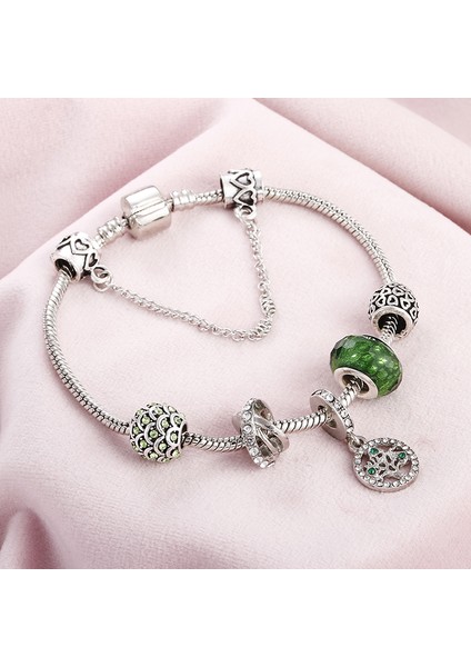 Stil 6 17CM Yeni Charm Yeşil Kristal Hayat Ağacı Boncuk Bilezikbangles Yılan Zincir Snap Düğmesi Kadınlar Dıy Fit Bilezik Femme Takı (Yurt Dışından) fırsatları
