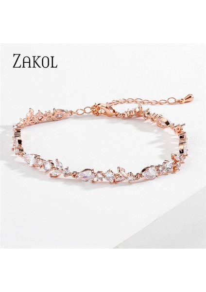 Beyaz Renk D Zakol Moda Yaprak Gelin Bilezikler Kadınlar Için Parlak Kübik Zirkonya Ayarlanabilir Zincir Charm Bilezik Parti Düğün Takı BP5034 (Yurt Dışından) modelleri