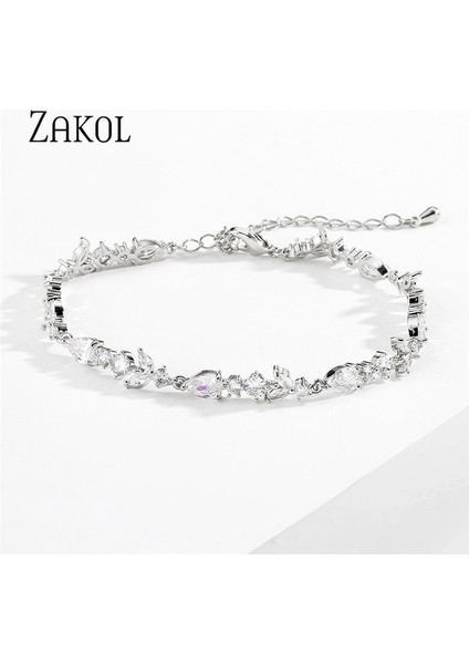 Beyaz Renk D Zakol Moda Yaprak Gelin Bilezikler Kadınlar Için Parlak Kübik Zirkonya Ayarlanabilir Zincir Charm Bilezik Parti Düğün Takı BP5034 (Yurt Dışından) fırsatları