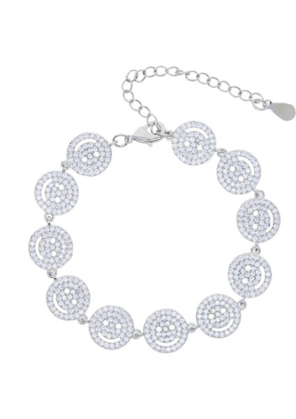 Platin Kaplama 15 ile 4 cm Sıcak Satış Altın Kaplama Kadın Kız Mikro Açacağı Kübik Zirkonya Iyi Şanslar Mutlu Gülümseme Yüz Disk Charm Bilezikler Doğum Günü Hediyeleri Takı (Yurt Dışından) indirimleri