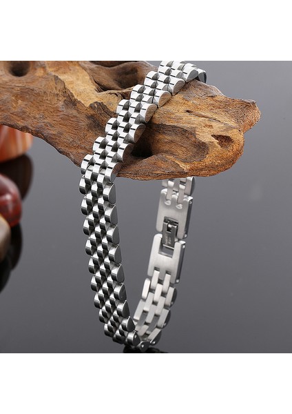 10 mm Gümüş Renk 20 cm 10/15 mm Saat Zinciri Erkek Erkek Bilezik Erkekler Kadınlar Için Lüks Altın Kaplama Paslanmaz Çelik Mannen Kol Bandı El Bilek Takı (Yurt Dışından)