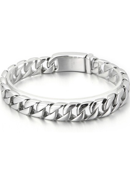 Cilalı 23 cm 12 mm El Üzerindeki Kaldırım Zinciri Mücevherat Cilalı Fırçalanmış 316L Paslanmaz Çelik Erkek Bilekliği Erkekler Için Klasik Erkek Bileklikleri Erkek Kayışı (Yurt Dışından)