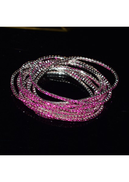 10 Adet Gül Kırmızı 10 Adet/takım Elastik Kuvvet Bilezik Bileklik Kadınlar Için Kristal Rhinestones Düğün Bilezik Bilezik Takı Pulseira Feminia Hediye (Yurt Dışından)