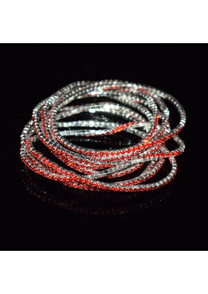 10 Adet Gül Kırmızı 10 Adet/takım Elastik Kuvvet Bilezik Bileklik Kadınlar Için Kristal Rhinestones Düğün Bilezik Bilezik Takı Pulseira Feminia Hediye (Yurt Dışından) modelleri