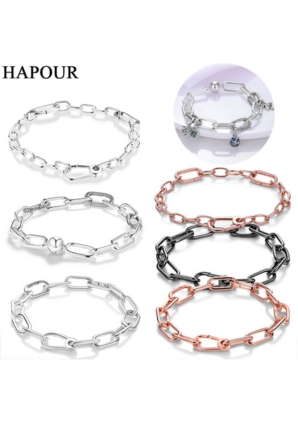 PTC588 Hapour Gümüş Renk Bana Link Zinciri Bilezik Istakoz Kanca Gül Altın Femme Bilezik Orijinal Dangle Charms Boncuk Diy (Yurt Dışından)