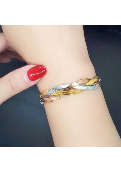 SL510A Sınleery Paslanmaz Çelik Bilezik Kadınlar Için Trendy Takı Bıçak Örgülü Bilezik Hip Hop Parti Hediyeler SL211 Ssp (Yurt Dışından) modelleri