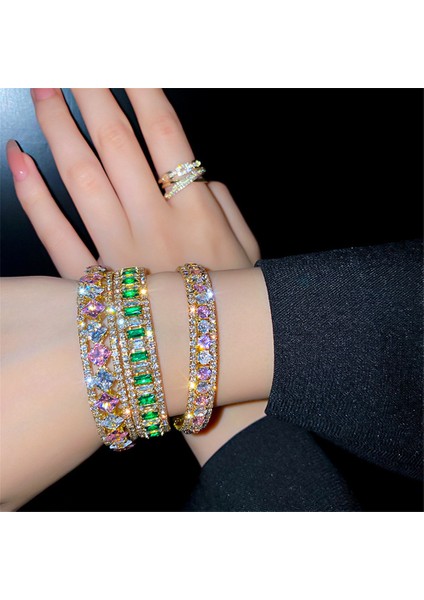 Paslanmaz Çelik-9 Lüks Renk Kristal Tenis Bilezikler Kadınlar Için Inci Ilmek Aaa Kübik Zirkonya Rhinestone Boncuk Zincir Parti Güzel Takı (Yurt Dışından) fırsatları