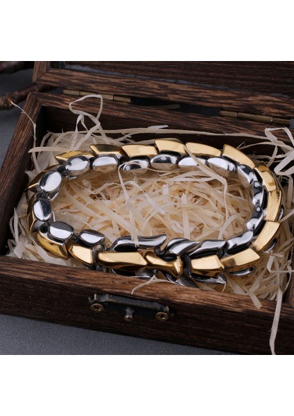Mıx Altın 21 cm Iskandinav Viking Ouroboros Vintage Punk Ejderha Bilezik Erkek Charm Paslanmaz Çelik Moda Hayvan Figürlü Mücevherat Hip Hop Sokak Kültürü (Yurt Dışından)
