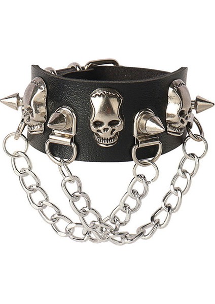 Kadınlar Için 17 Siyah Goth Bilezikler Punk Boho Emo Spike Perçinler Pu Deri Charm Bilezik Manşet Bilezik Festivali Takı Parti Hediyeler (Yurt Dışından)