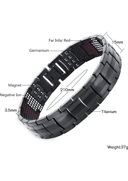 MBT037T 21CM Escalus Erkek Siyah Saf Titanyum Manyetik Bilezik Erkekler Için 4in1 Mıknatıslar Negatif Iyonlar Germanyum Sağlık Bilezikler Takı (Yurt Dışından) modelleri