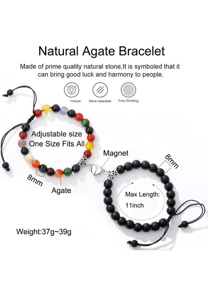 BR22Y0217-3 Mıknatıs Çift Bilezikler Kadın Erkek Romantik Kalp Eşleşen Severler Doğal Taş Boncuk Yoga Bilezik Sevgililer Hediye Takı (Yurt Dışından) modelleri