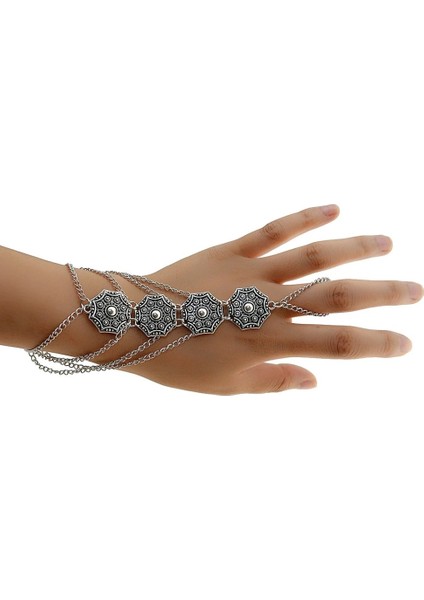 B Bohemian Sikke Charm Köle Bilezikler Kadınlar Için Vintage Gümüş Renk Bilezik Çingene Etnik Kabile Festivali Hint Takı Türk (Yurt Dışından) fiyatları