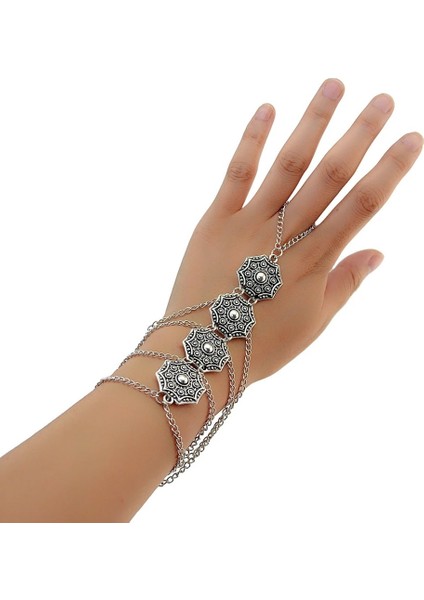 B Bohemian Sikke Charm Köle Bilezikler Kadınlar Için Vintage Gümüş Renk Bilezik Çingene Etnik Kabile Festivali Hint Takı Türk (Yurt Dışından) modelleri