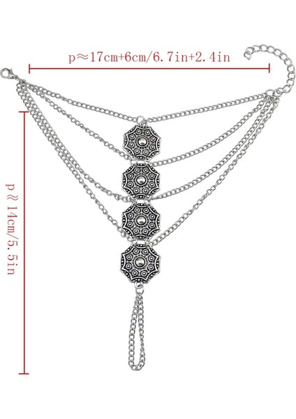 B Bohemian Sikke Charm Köle Bilezikler Kadınlar Için Vintage Gümüş Renk Bilezik Çingene Etnik Kabile Festivali Hint Takı Türk (Yurt Dışından) indirimleri