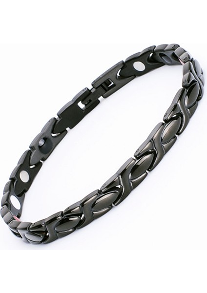 Titanyum Gümüş Gül 22 cm Batı Takı Sonsuzluk Zinciri Negatif Iyon Anti-Yorgunluk Manyetik Germanyum Taş Titanyum Çelik Tıbbi Bağlantı Bilezik (Yurt Dışından) modelleri