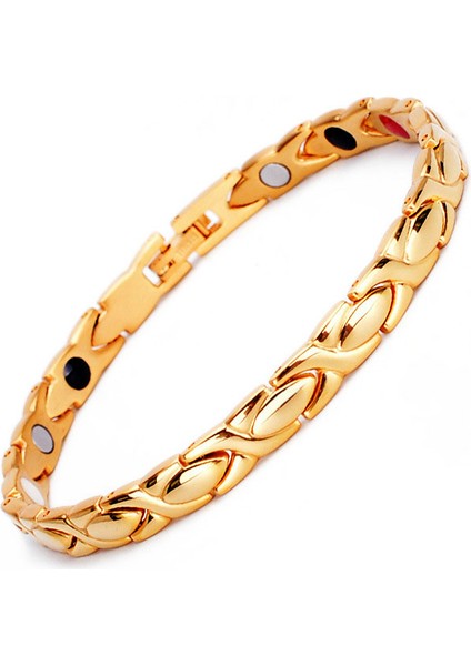 Titanyum Gümüş Gül 22 cm Batı Takı Sonsuzluk Zinciri Negatif Iyon Anti-Yorgunluk Manyetik Germanyum Taş Titanyum Çelik Tıbbi Bağlantı Bilezik (Yurt Dışından) fırsatları