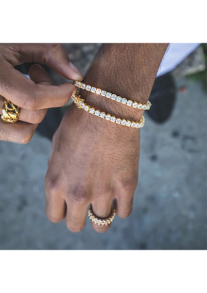 4 mm Kübik Zirkonya 8 Inç (20.3 Cm) Lüks Kristal Tenis Bilezik Kadınlar Için Adam Buzlu Out 1 Sıra Kübik Zirkonya Çift Toka Zincir Hiphop Kaya Hippi Takı OHH118 (Yurt Dışından) modelleri