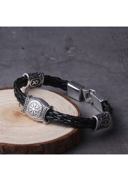 26 cm Iskandinav Muska Runik Runes Boncuk Tılsım Valknut Vegvisir Pusula Trinity Sembolleri Viking Bilezik Erkek Kadın Vikingos Takılar (Yurt Dışından) fırsatları