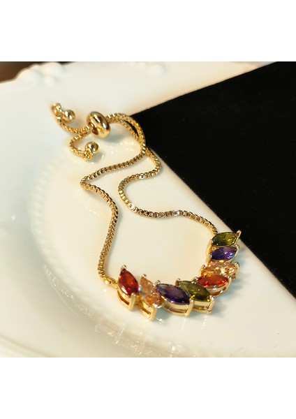 SL0047-2 Lüks Parlak Renkli Aaa Kübik Zirkonya Bilezikler Kadın Zarif Kristal Boncuk Zincir Kadınlar Takı Düğün Hediyesi (Yurt Dışından) fiyatları