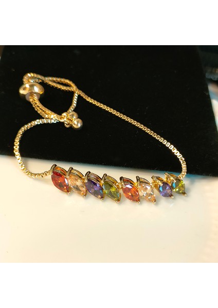 SL0047-2 Lüks Parlak Renkli Aaa Kübik Zirkonya Bilezikler Kadın Zarif Kristal Boncuk Zincir Kadınlar Takı Düğün Hediyesi (Yurt Dışından) modelleri