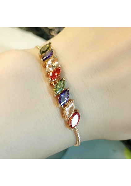 SL0047-2 Lüks Parlak Renkli Aaa Kübik Zirkonya Bilezikler Kadın Zarif Kristal Boncuk Zincir Kadınlar Takı Düğün Hediyesi (Yurt Dışından) fırsatları
