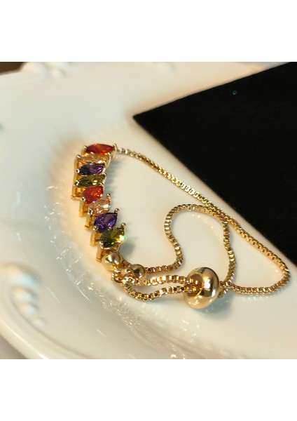 SL0047-2 Lüks Parlak Renkli Aaa Kübik Zirkonya Bilezikler Kadın Zarif Kristal Boncuk Zincir Kadınlar Takı Düğün Hediyesi (Yurt Dışından) indirimleri