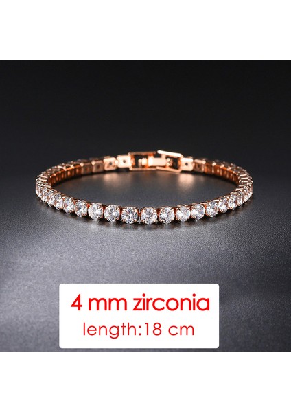 H069-18CM Tenis Zinciri Bilezikler Kadınlar Için Moda Küçük Kübik Zirkon Kristal Gül Altın Renk Düğün Parti Arkadaşlar Hediye Takı KC128M (Yurt Dışından)
