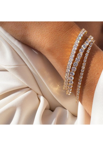 H069-18CM Tenis Zinciri Bilezikler Kadınlar Için Moda Küçük Kübik Zirkon Kristal Gül Altın Renk Düğün Parti Arkadaşlar Hediye Takı KC128M (Yurt Dışından) modelleri