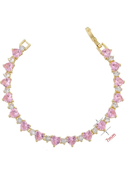 A0453 Altın Siyah 19 cm Qmhje Kristal Taş Kalp Aşk Tenis Bilekliği Kadınlar Için Düğün Nişan Altın Gümüş Renk Sonsuzluk Lüks Takı Beyaz Cz (Yurt Dışından) modelleri