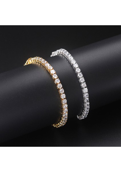 4 mm Kübik Zirkonya 8 Inç (20.3 Cm) Lüks Kristal Tenis Bilezik Kadınlar Için Adam Buzlu Out 1 Sıra Kübik Zirkonya Çift Toka Zincir Hiphop Kaya Hippi Takı OHH118 (Yurt Dışından) indirimleri