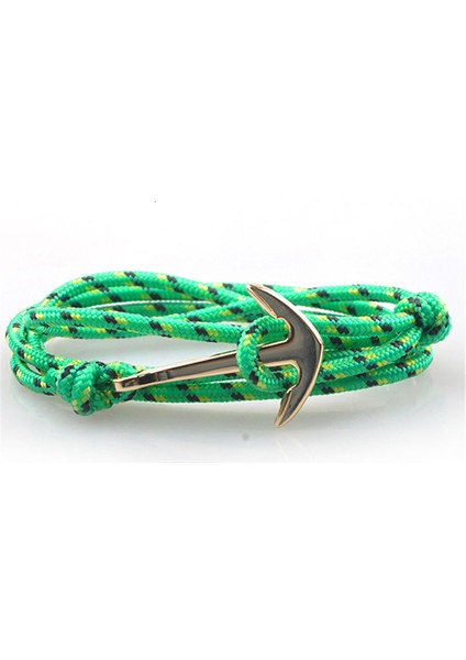 Qb-14 19 cm Moda Naylon Bilezikler Kadın Erkek Çift Hediyeler Wrap Örgülü Bileklik Erkek Bilezik Trendy Halat Altın Alaşım Kanca Çapa Bileklik (Yurt Dışından)