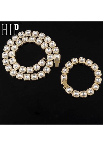 Gümüş Bilezik 20 Inç Hip Hop 12 mm Mikro Açacağı Prong Kübik Zirkon 1 Sıra Alaşım Tenis Zinciri Bilezik Kolye Bling Erkek Erkekler Kadınlar Takı Için (Yurt Dışından) fırsatları