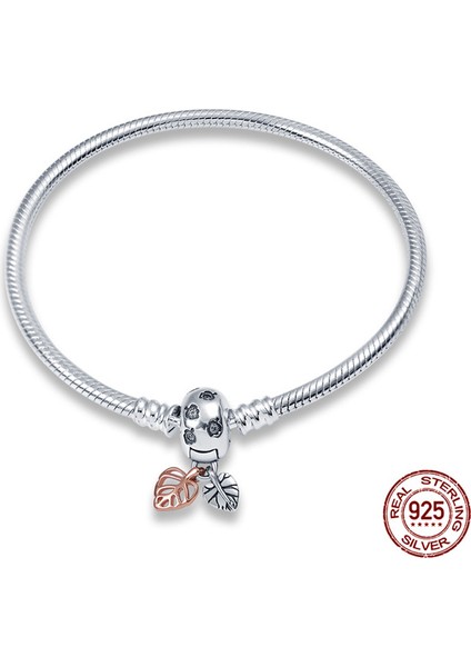 CMB051 19 cm Sıcak Satış 100% Gerçek 925 Gümüş Bilezik Fit Orijinal Tasarım Boncuk Charms Bileklik Dıy Takı Yapımı Kadınlar Için Hediye (Yurt Dışından)