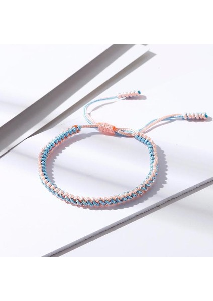 Açık Mavi Pembe Renkli Örgülü Konu Bilezikler Charm Ayarlanabilir Knot Kırmızı Siyah Halat Tibet Budist Bilezik Kadın Erkek Şanslı Takı (Yurt Dışından)