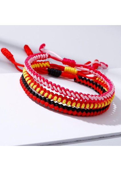 Açık Mavi Pembe Renkli Örgülü Konu Bilezikler Charm Ayarlanabilir Knot Kırmızı Siyah Halat Tibet Budist Bilezik Kadın Erkek Şanslı Takı (Yurt Dışından) fiyatları