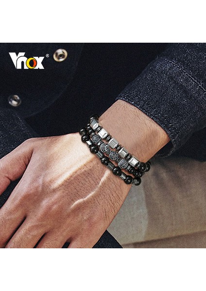 Set 2 Vnox 1/2/3 Adet Erkekler Için Bilezik Seti, 6/8mm Doğal Taş Erkek Boncuk Bileklik, Yığılmış Erkek Bileklik, Punk Rock Rahat Pulseira (Yurt Dışından) fiyatları