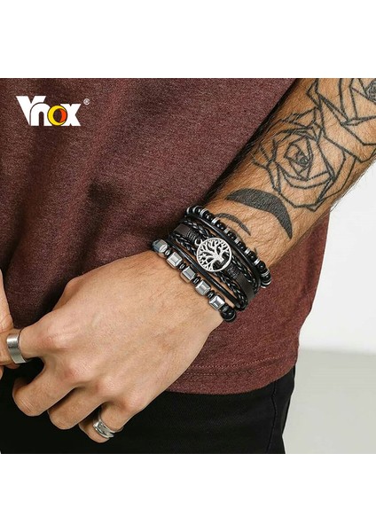 Set 2 Vnox 1/2/3 Adet Erkekler Için Bilezik Seti, 6/8mm Doğal Taş Erkek Boncuk Bileklik, Yığılmış Erkek Bileklik, Punk Rock Rahat Pulseira (Yurt Dışından) modelleri