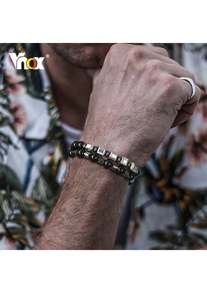 Set 2 Vnox 1/2/3 Adet Erkekler Için Bilezik Seti, 6/8mm Doğal Taş Erkek Boncuk Bileklik, Yığılmış Erkek Bileklik, Punk Rock Rahat Pulseira (Yurt Dışından) fırsatları
