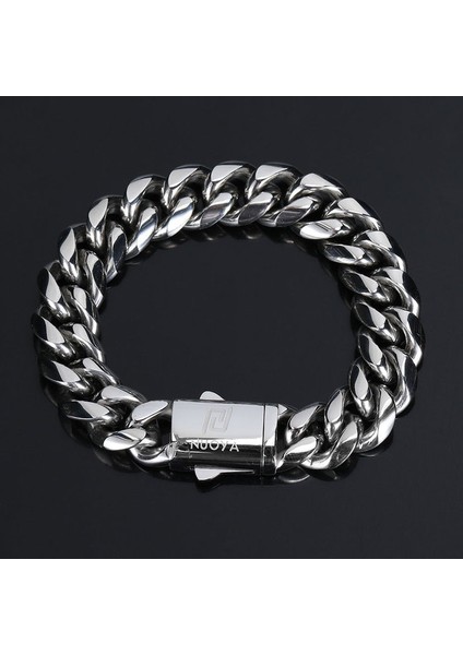 8mm 8 Inç (20.32CM) Hip Hop Kaya Takı Ücretsiz Özel Logo Adı 18K Altın Kaplama Miami Küba Link Zinciri Paslanmaz Çelik Bilezik Erkekler Için (Yurt Dışından)