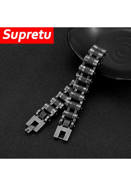 Siyah 19.5cm Punk Şövalye Bilezik Erkekler Paslanmaz Çelik Motosiklet Bisiklet Zinciri Siyah Bileklik El Aksesuarları Retro Takı Hediyeler Dropshipping (Yurt Dışından) fiyatları