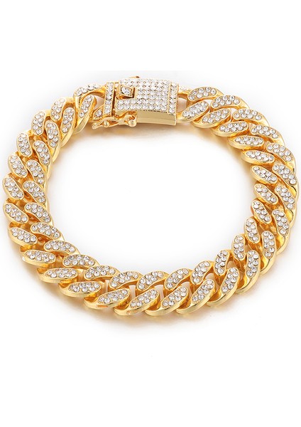 13MM Altın 18 cm Hip Hop Aaa Bling Miami Küba Zincir Buzlu Out Erkek Bilezik Rhinestone Zirkon Kaplamalı Bilezikler Kelebek Erkekler Için Takı (Yurt Dışından)