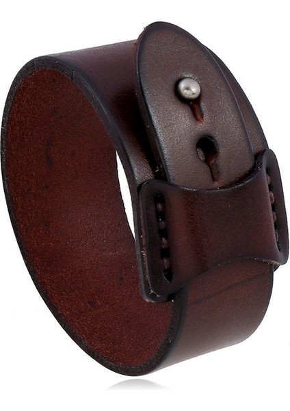 84143 Zorcvens Vintage Düzensiz Erkek Hakiki Deri Bilezik Geniş Kahverengi Manşet Wrap Bileziklerbangles Punk Bileklik Kadın Erkek Takı (Yurt Dışından)