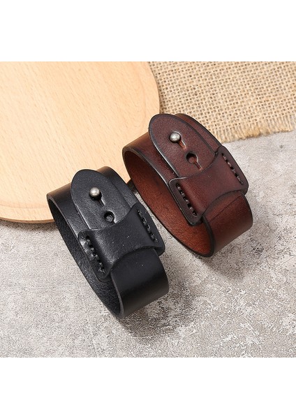 84143 Zorcvens Vintage Düzensiz Erkek Hakiki Deri Bilezik Geniş Kahverengi Manşet Wrap Bileziklerbangles Punk Bileklik Kadın Erkek Takı (Yurt Dışından) modelleri