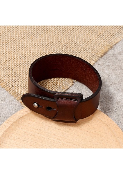 84143 Zorcvens Vintage Düzensiz Erkek Hakiki Deri Bilezik Geniş Kahverengi Manşet Wrap Bileziklerbangles Punk Bileklik Kadın Erkek Takı (Yurt Dışından) fırsatları