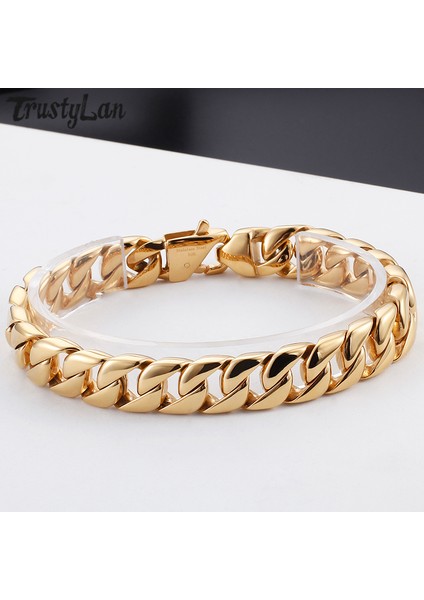 Altın Rengi 20 cm Altın Kaplama Paslanmaz Çelik Miami Küba Curb Link Zinciri Bilezik Erkekler Için Klasik Arkadaşlar Erkek Bilezikler Takı Aksesuarları (Yurt Dışından) fiyatları