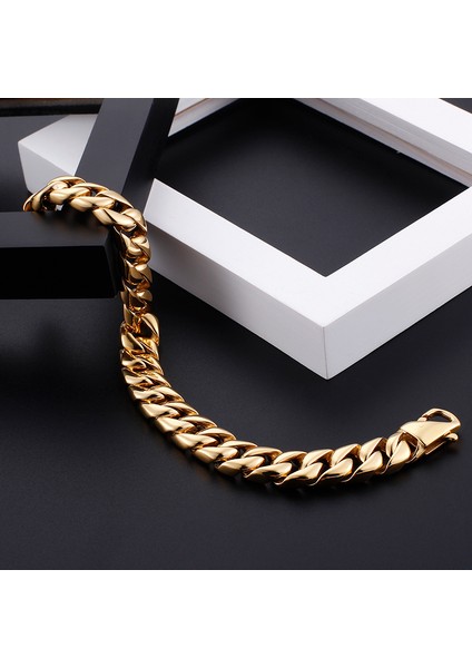 Altın Rengi 20 cm Altın Kaplama Paslanmaz Çelik Miami Küba Curb Link Zinciri Bilezik Erkekler Için Klasik Arkadaşlar Erkek Bilezikler Takı Aksesuarları (Yurt Dışından) modelleri